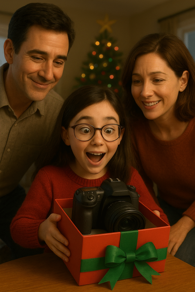 une enfant qui reçoit un cadeau de noel qui lui a donné confiance toute sa vie